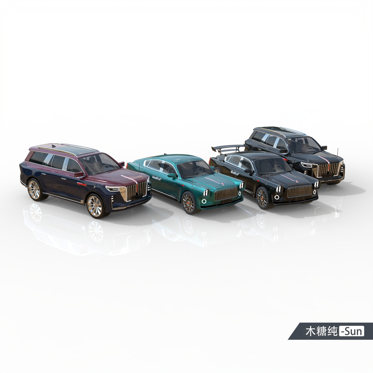 Domestic car, car design, red flag，