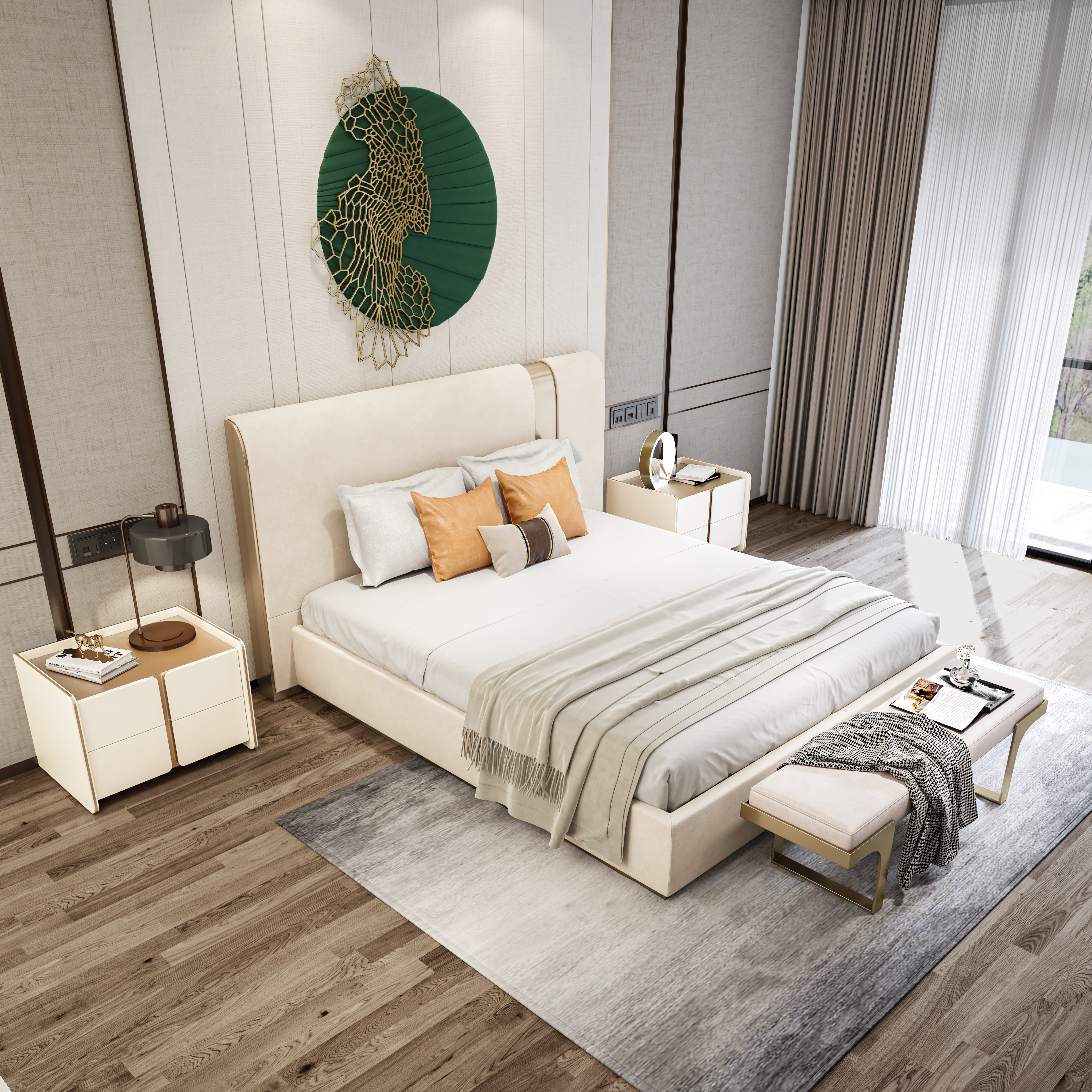 furniture，bedroom，Realistic，Render，