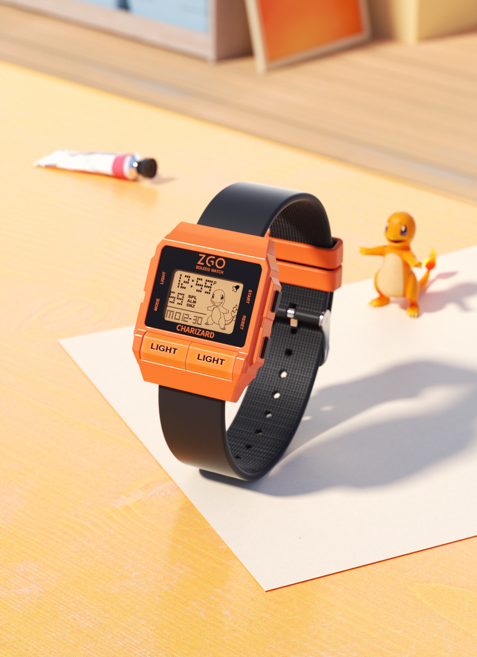 Work sharing - Watch modeling and rendering plus scene construction，