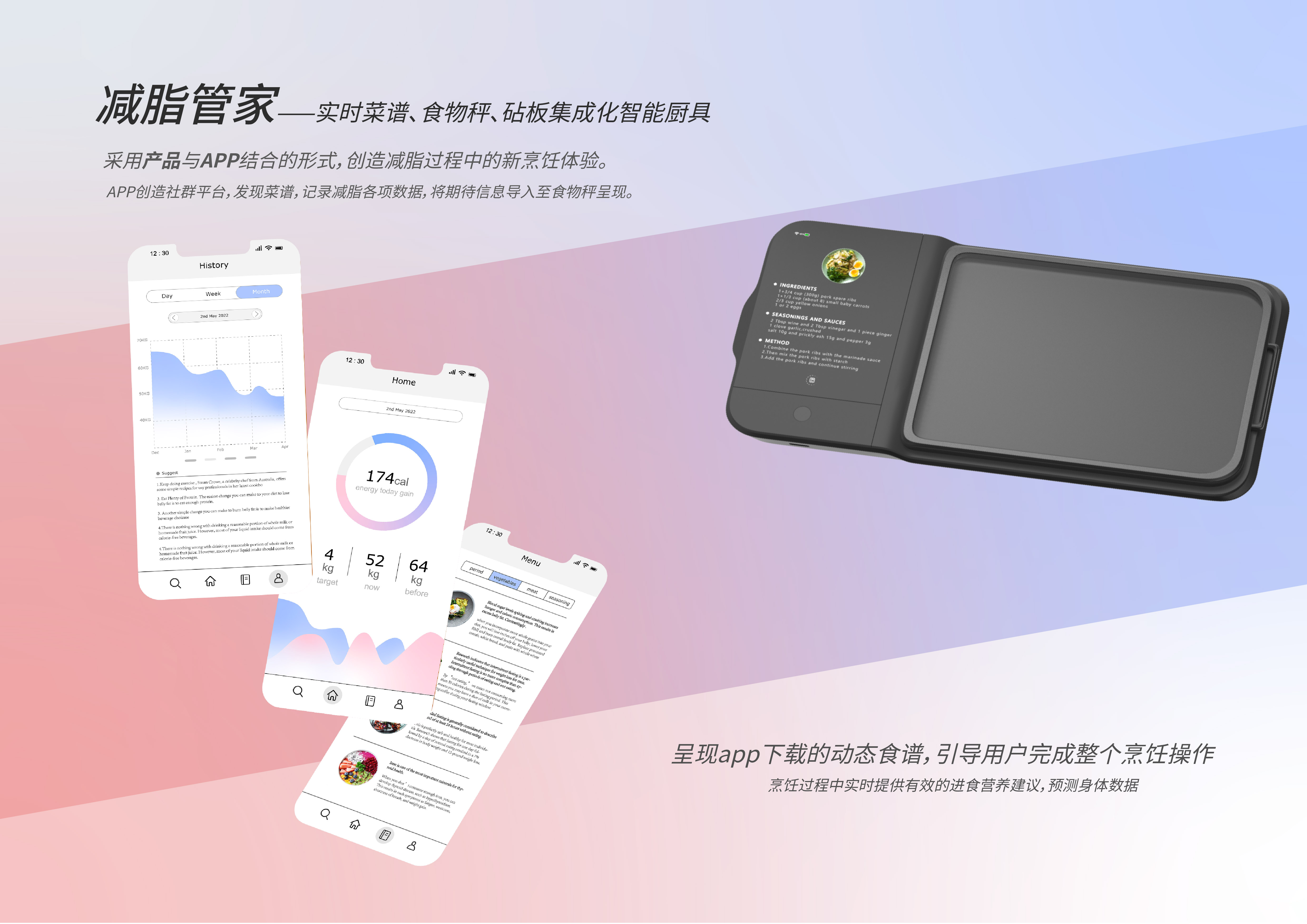 Intelligent kitchenware, kitchenware, emotional design, intelligent guidance，