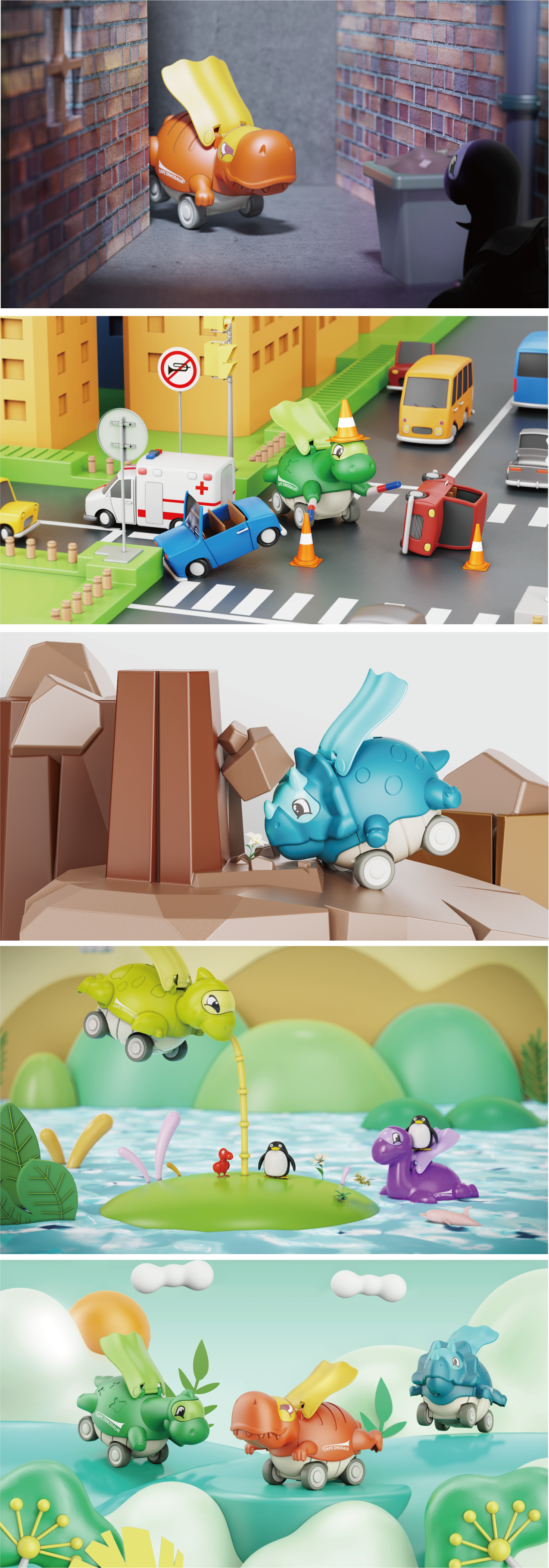 Jurassic dinosaurs，Infant child，Ultra Heroes ，Toy car，Mother and baby，packing，Senze design，