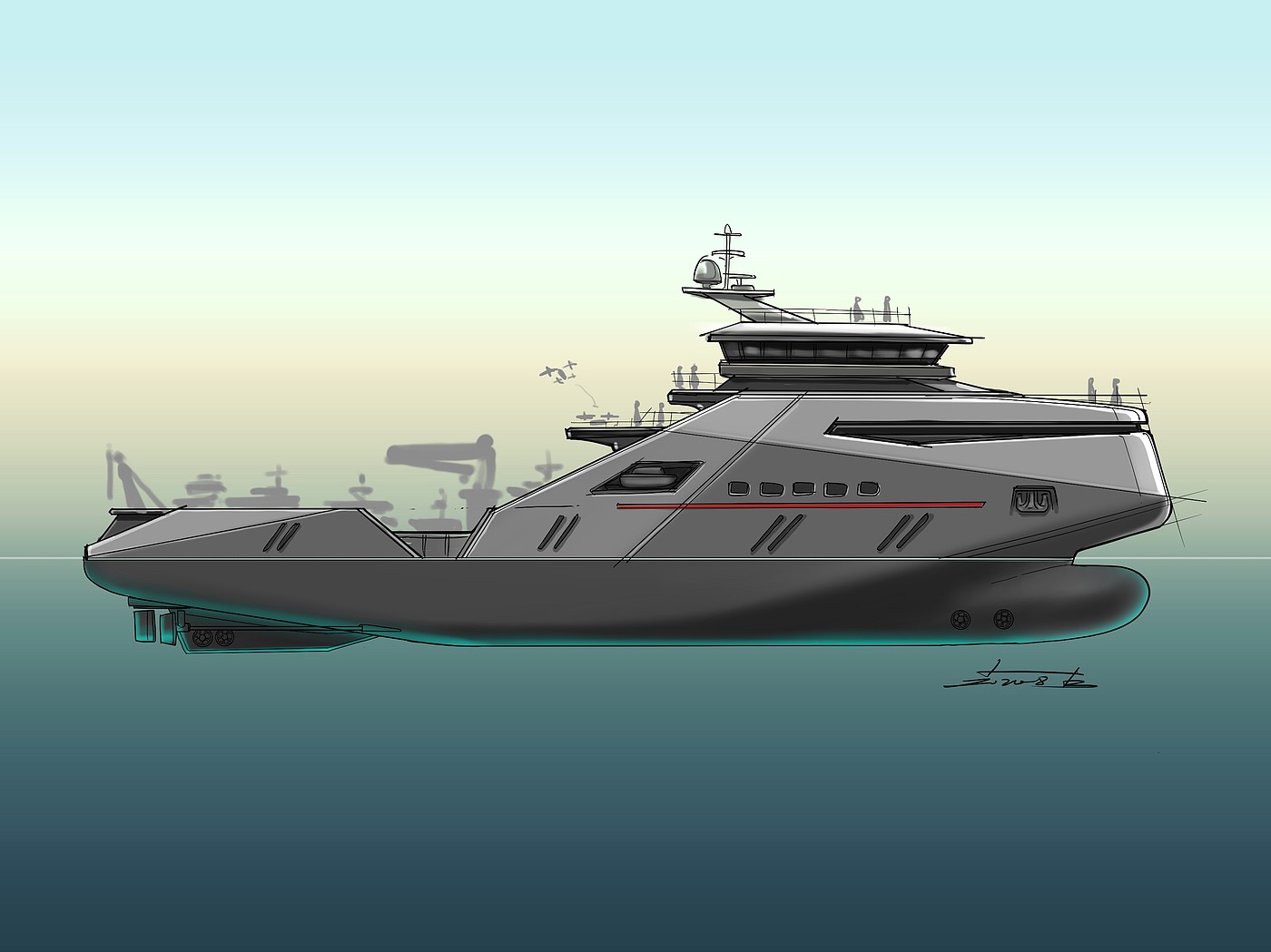 Ship design，industrial design，Ship modeling design，Hand drawn，