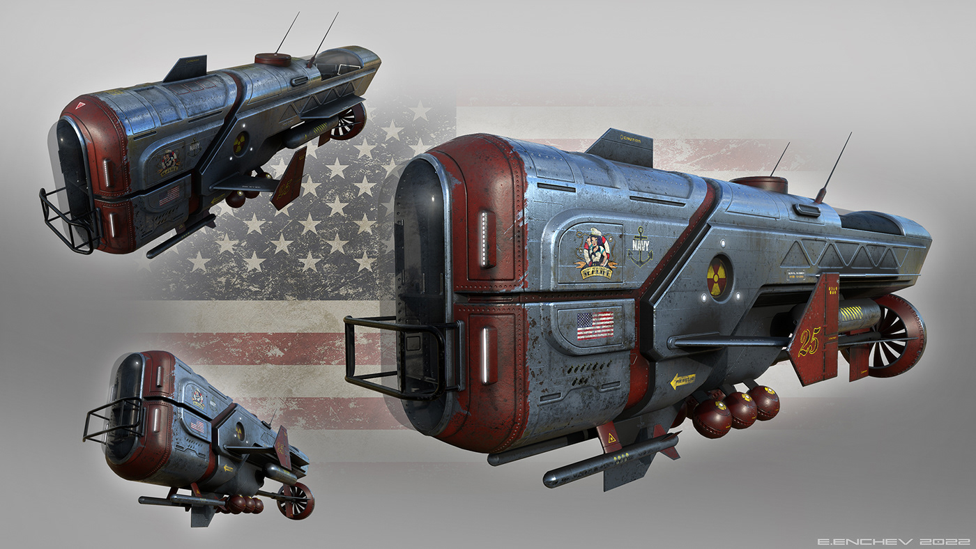 submarine，Submarine，Retro sci-fi ，