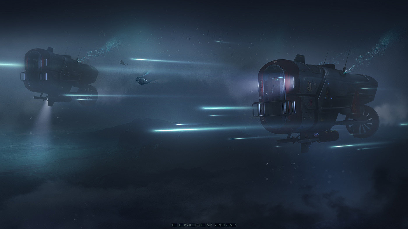 submarine，Submarine，Retro sci-fi ，