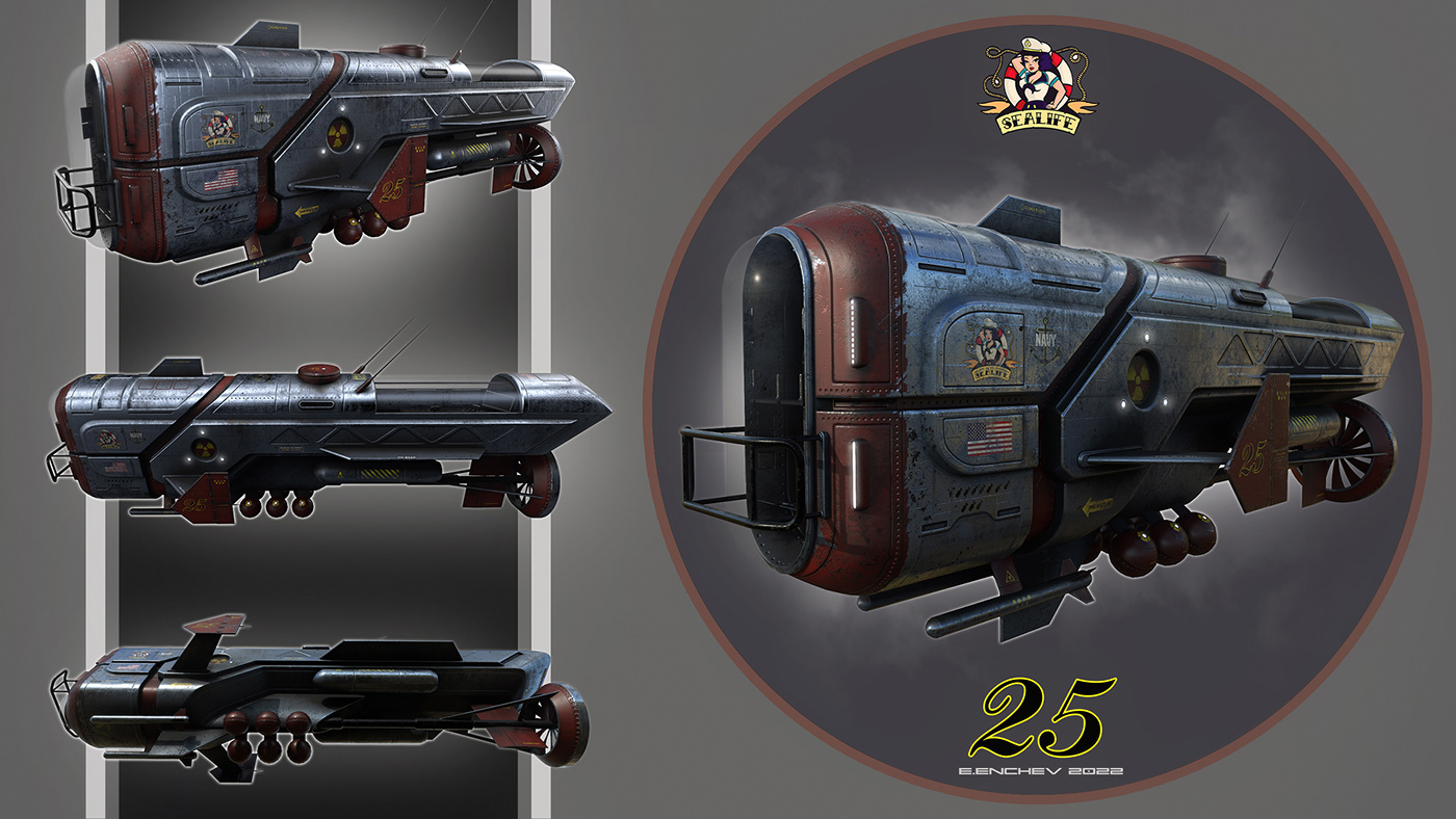 submarine，Submarine，Retro sci-fi ，