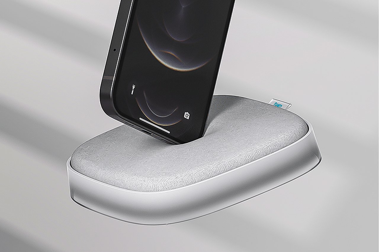 Memory sponge，wireless charger ，Mobile phone foam，product design，Minimalist style，