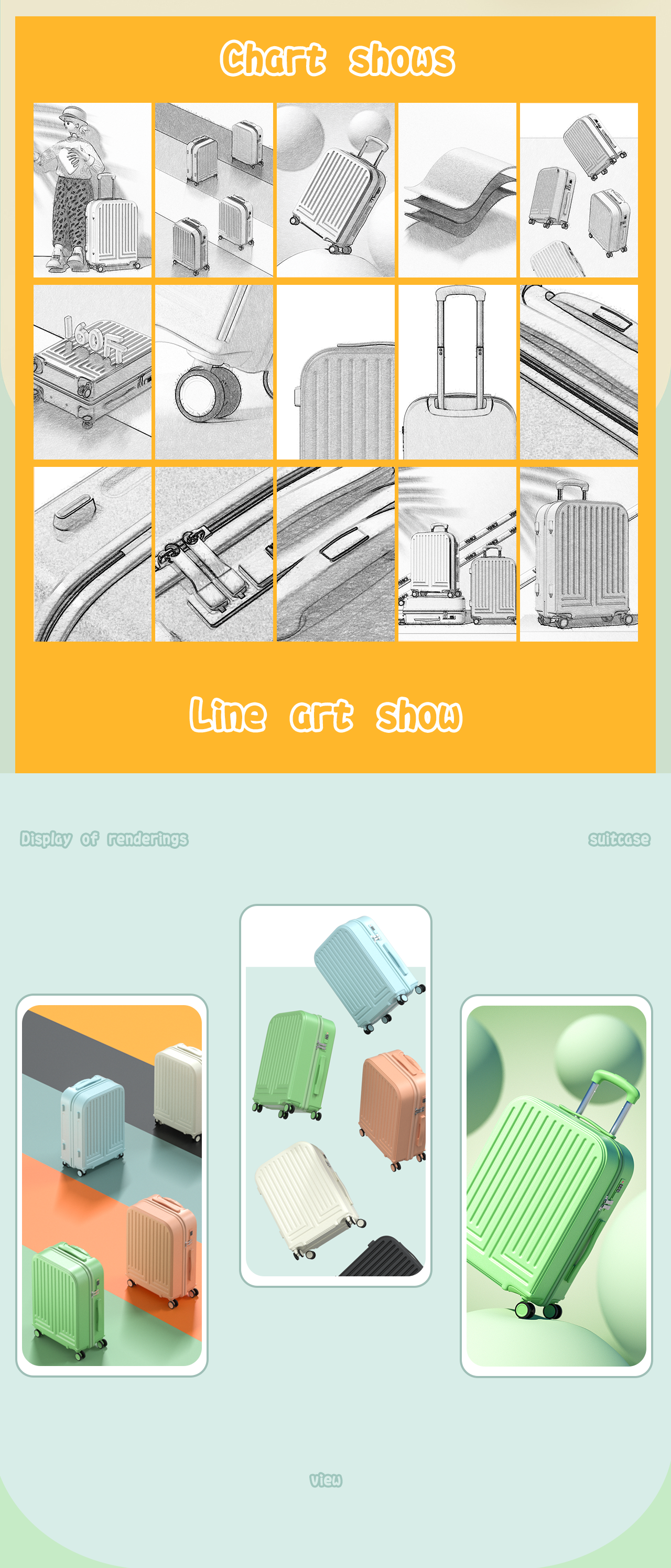 c4d，online retailers，C4D modeling，C4D rendering，trunk，Draw bar box，suitcase，Detail page，