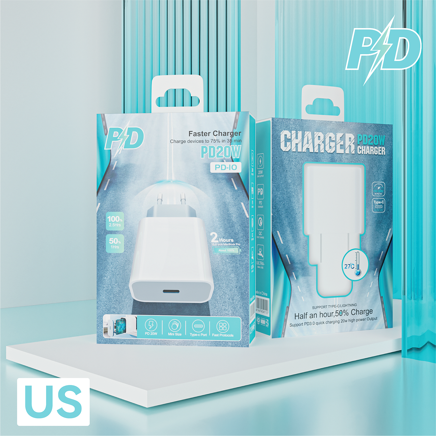 Charger，packing design，3C digital，