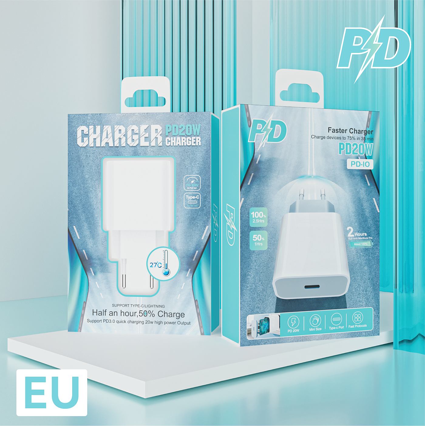 Charger，packing design，3C digital，