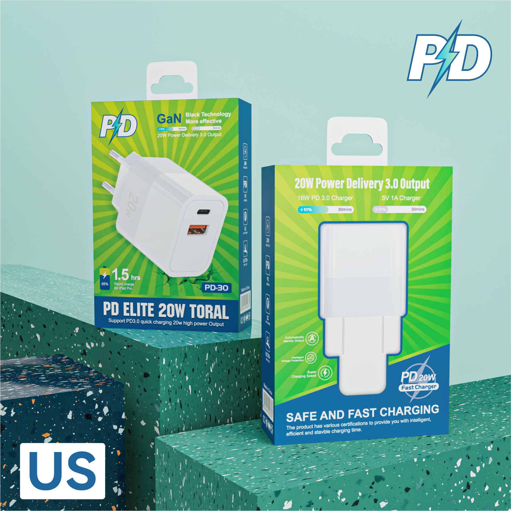 Charger，3C digital，packing design，