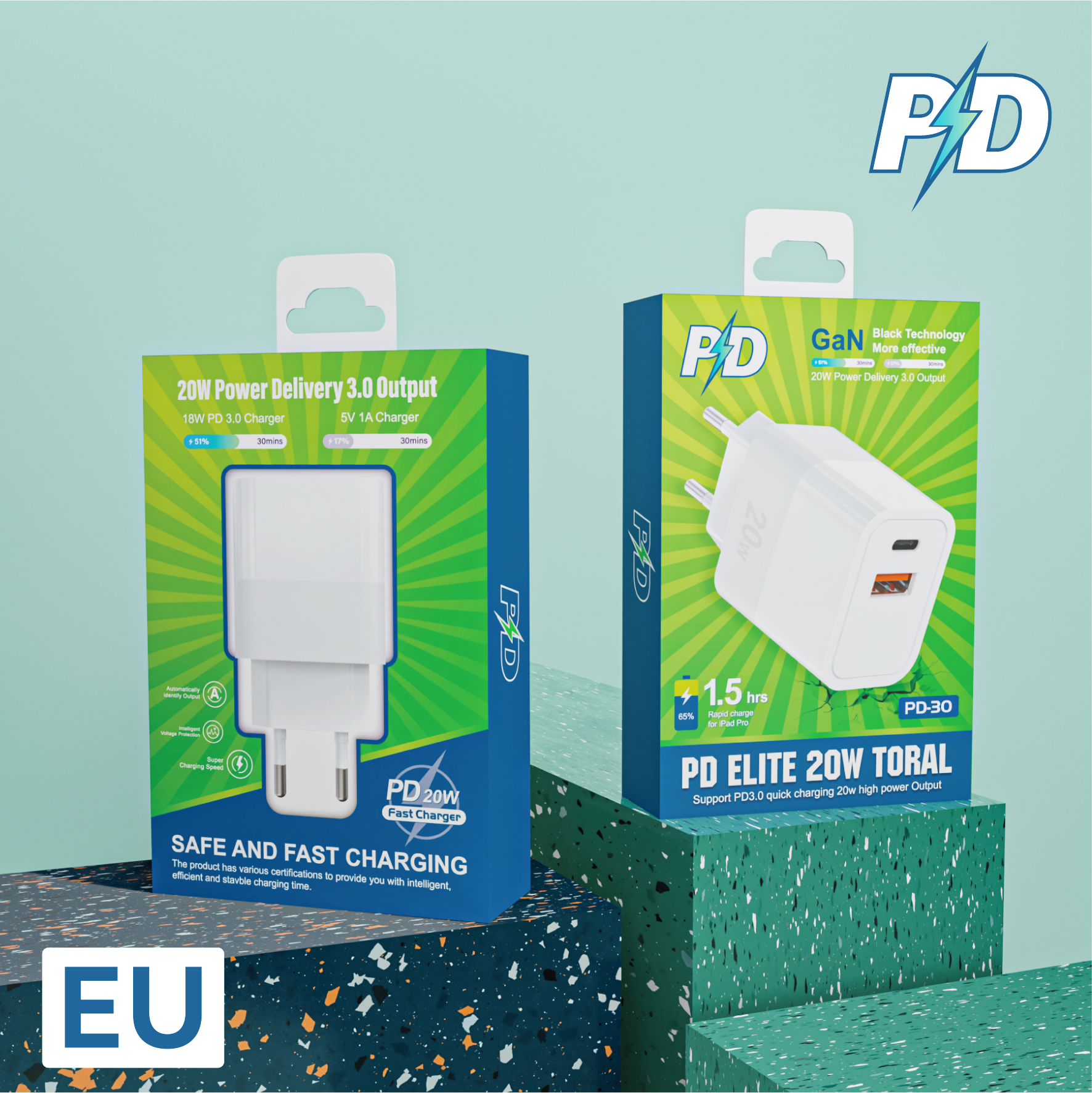 Charger，3C digital，packing design，