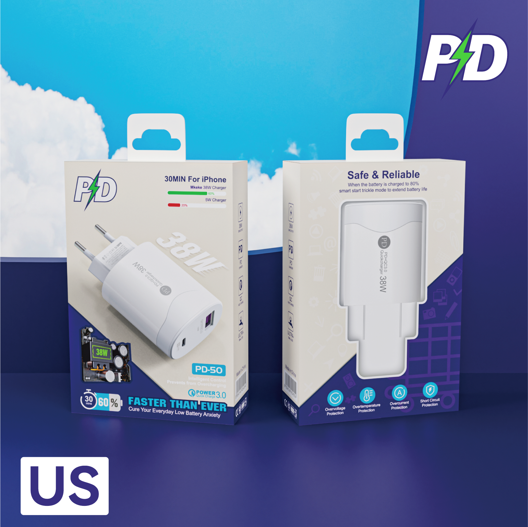 Charger，3C digital，packing design，