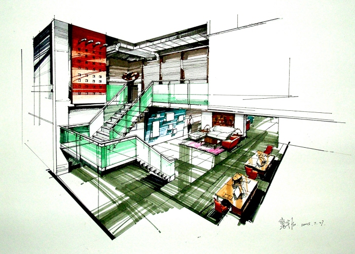 Interior design, hand painting,，