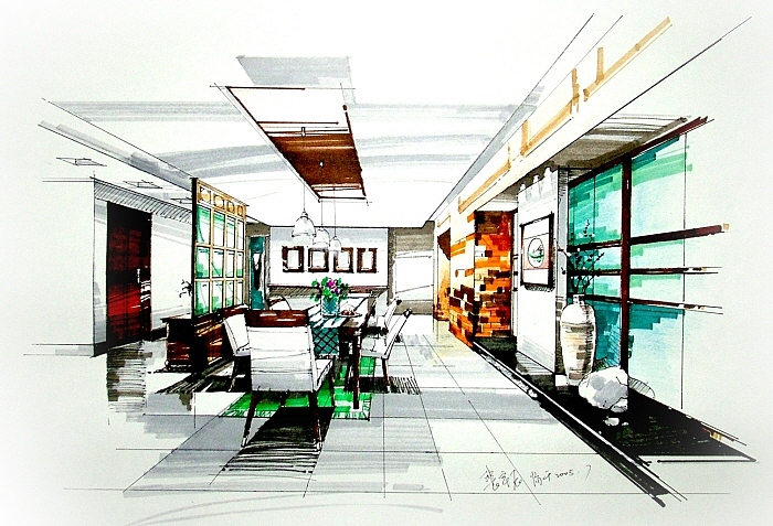 Interior design, hand painting,，