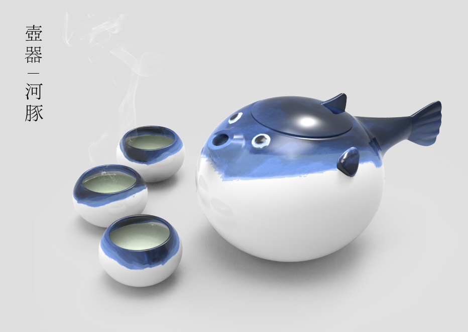 Puffer fish，teapot，Cultural creation，