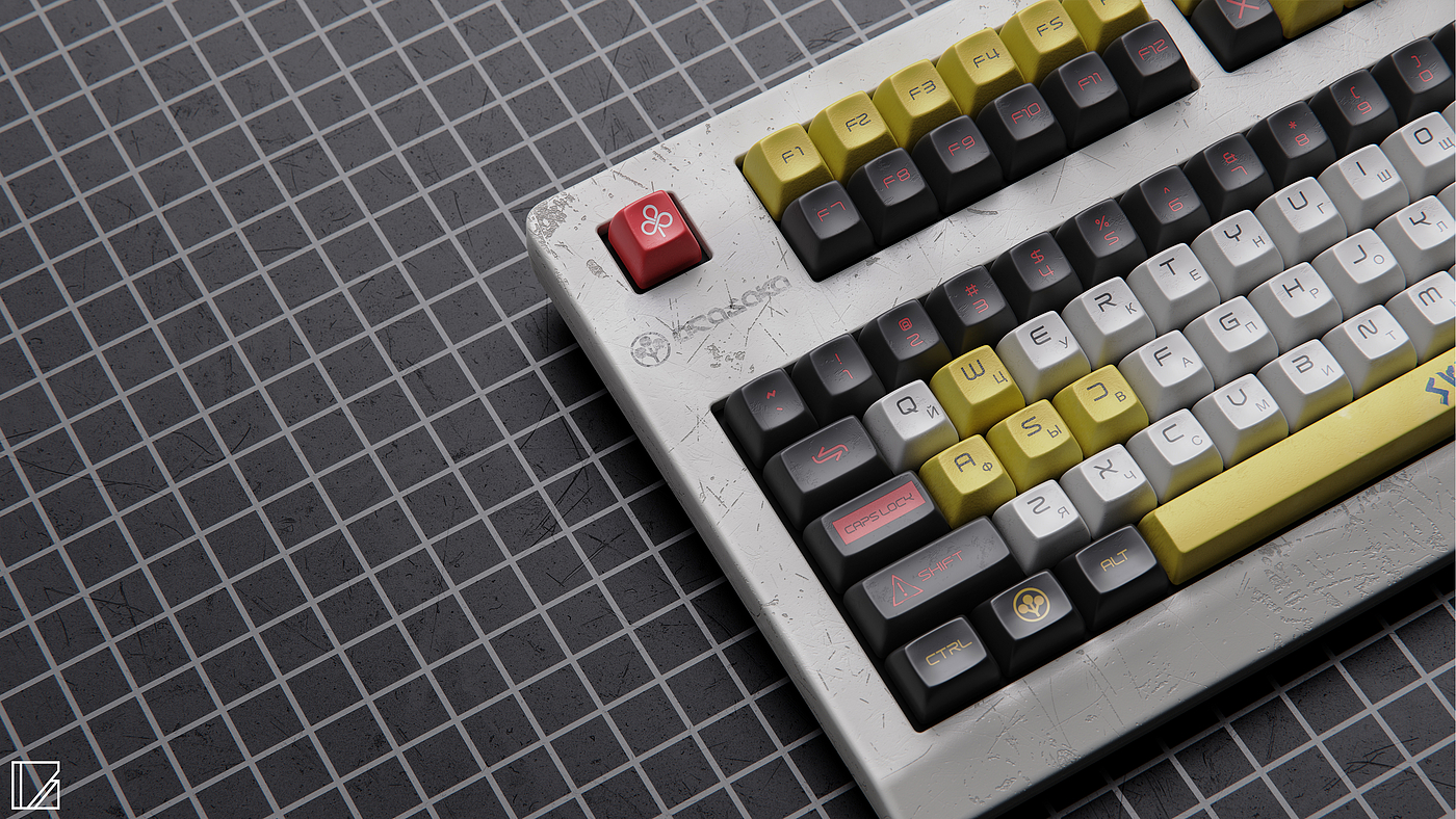 Retro futurism, cyberpunk 2077, mechanical keyboard，