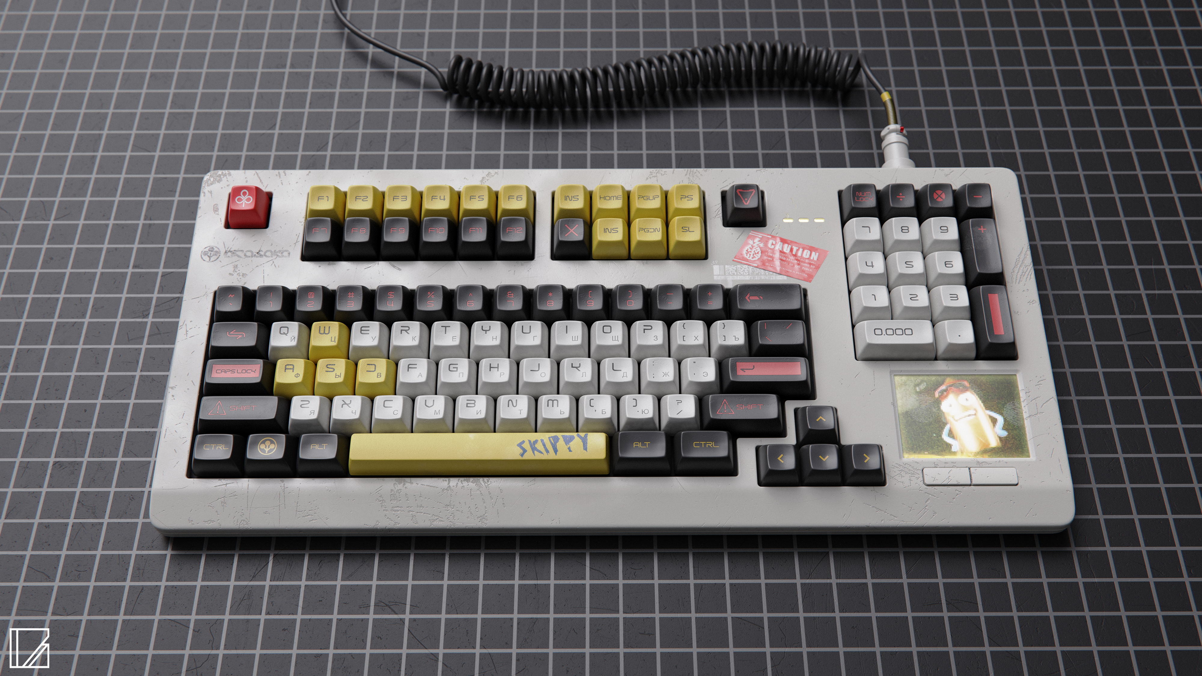 Retro futurism, cyberpunk 2077, mechanical keyboard，