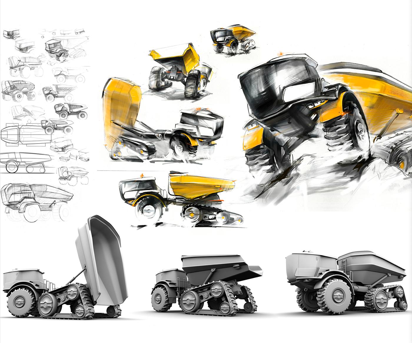 倾斜卡车，自动化设计，交通工具设计，草图，结构，设备工具，工业设计，