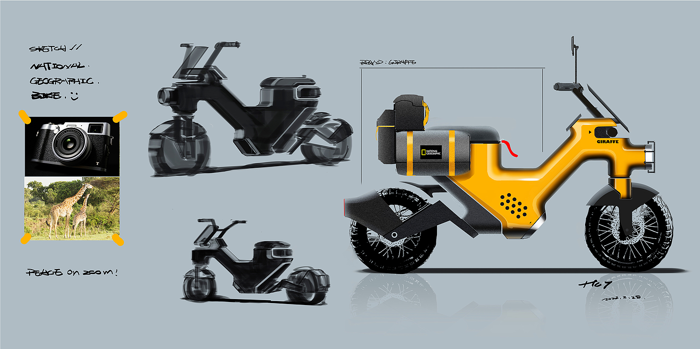 交通工具，概念设计，摩托车，雪地车，sketch，Blender3DSKETCH，2DRENDERING，