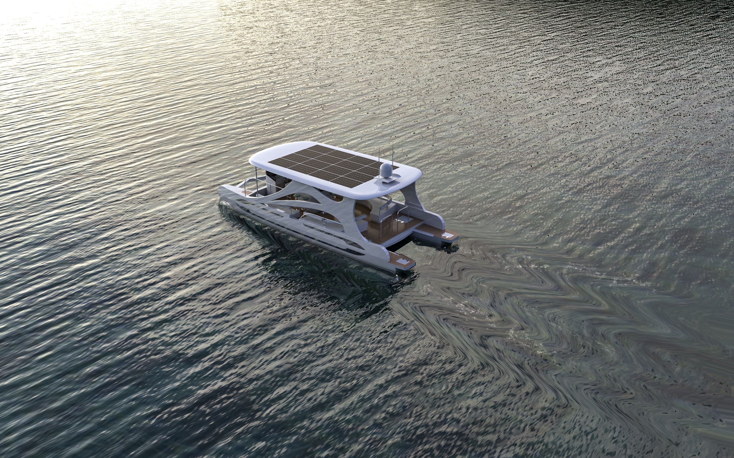 Yacht catamaran solar vehicle，
