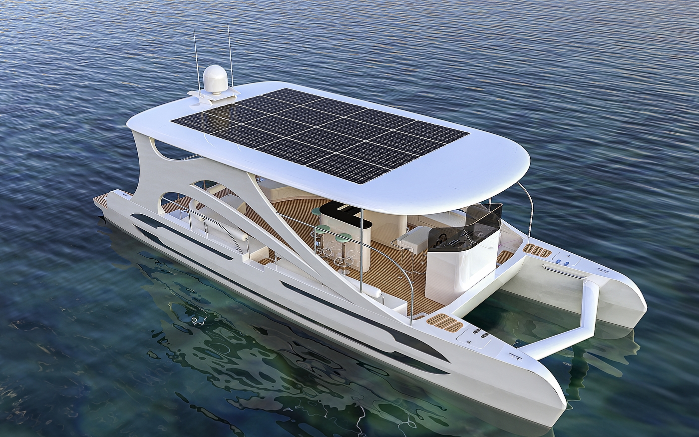 Yacht catamaran solar vehicle，