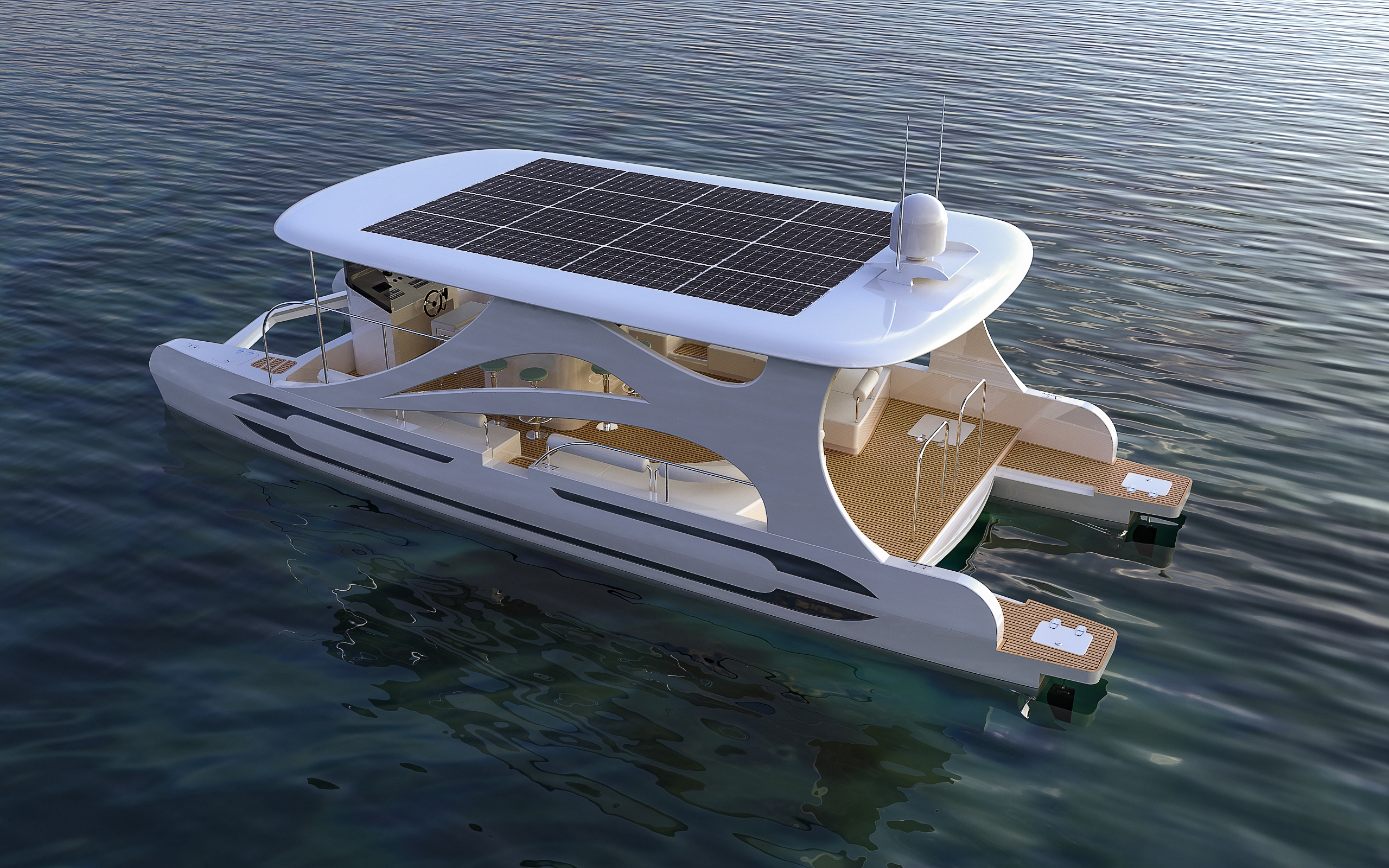 Yacht catamaran solar vehicle，