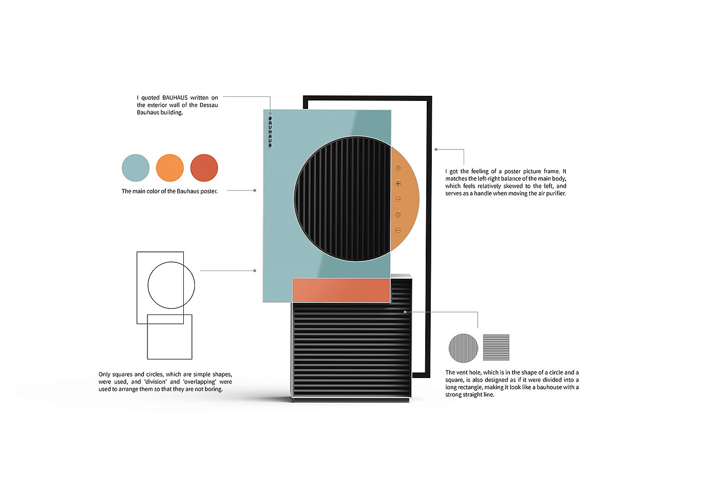 air cleaner，Bauhaus style，"Simplicity is the ultimate"，air，Air Purifier，product design，product，