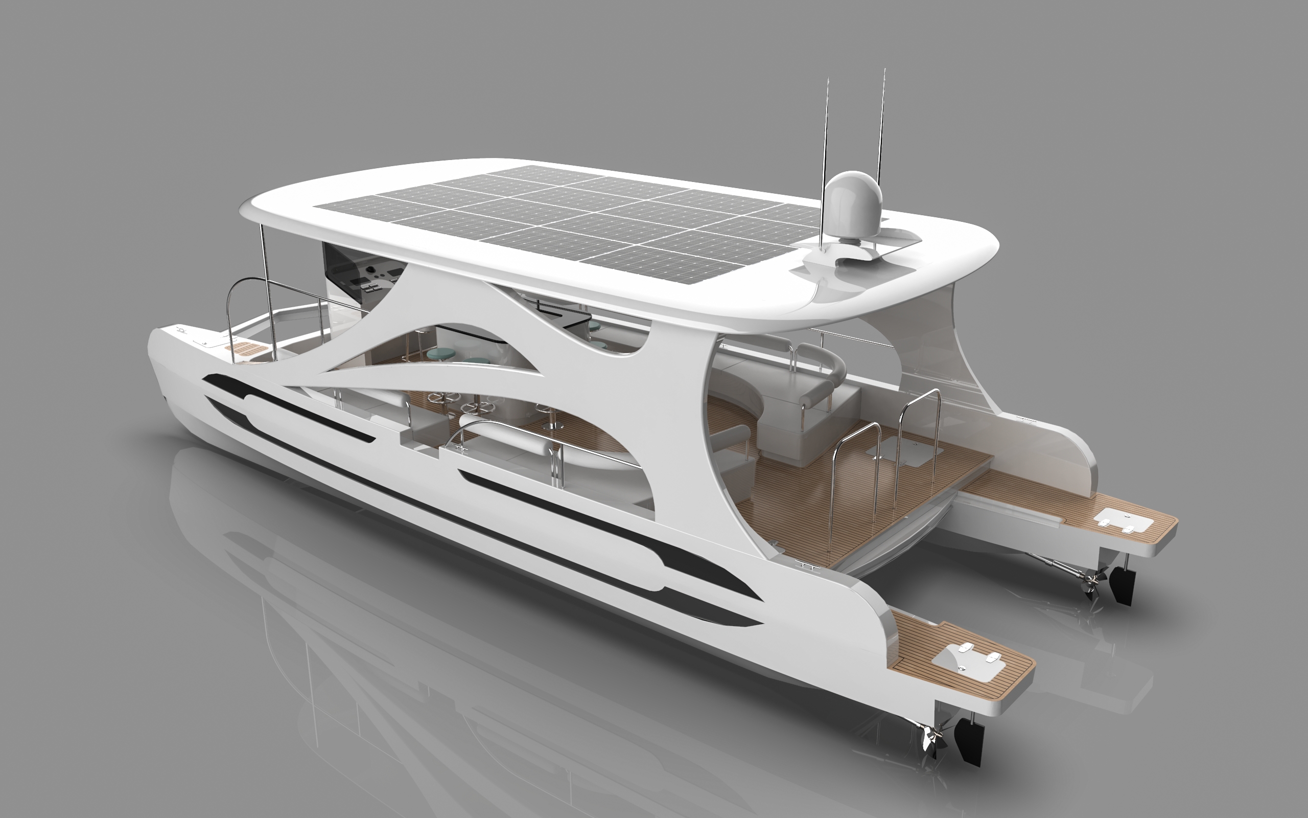 Yacht catamaran solar vehicle，