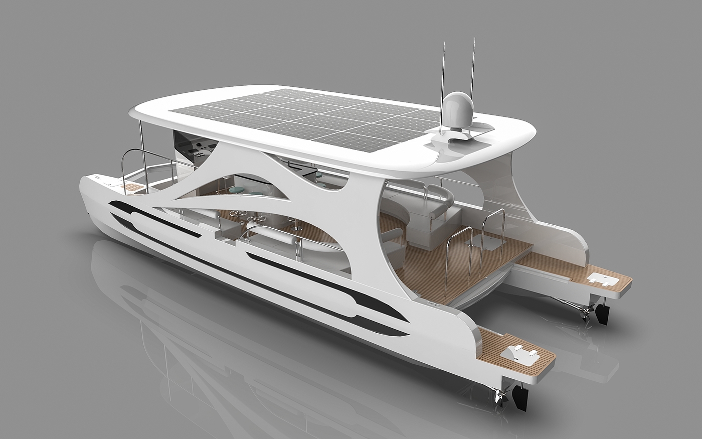 Yacht catamaran solar vehicle，