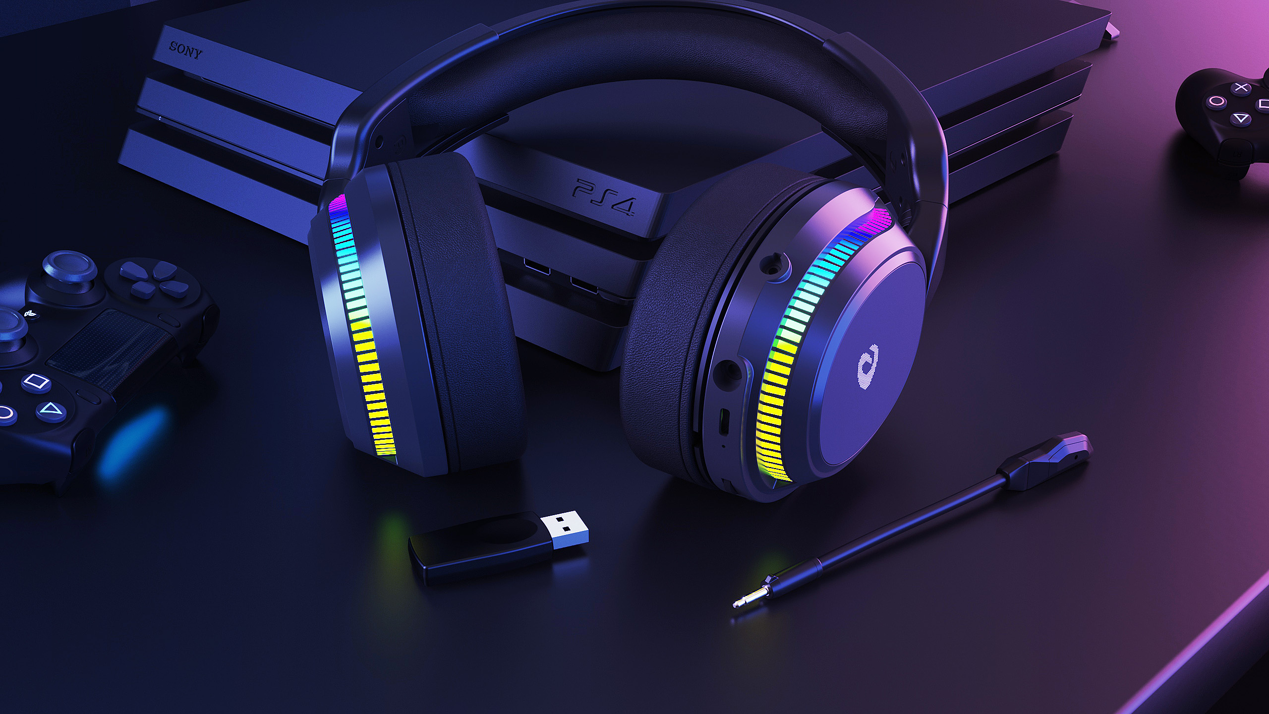 Daryou，headset，Game headset，Dazzle color，RGB，Game style，