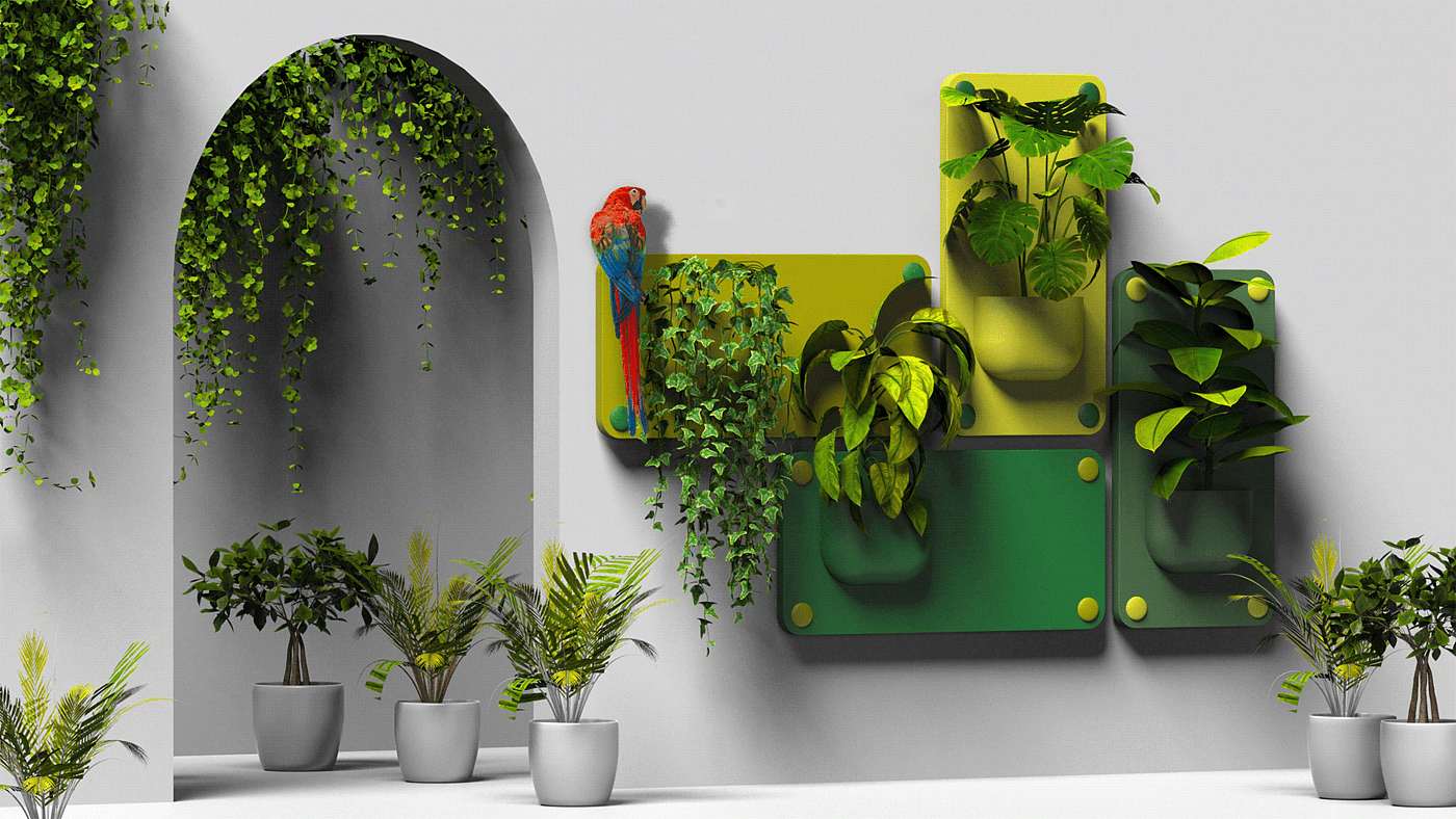 3d打印，吸音板，亲生物设计，公共家具，公共空间，绿植种植，花盆，