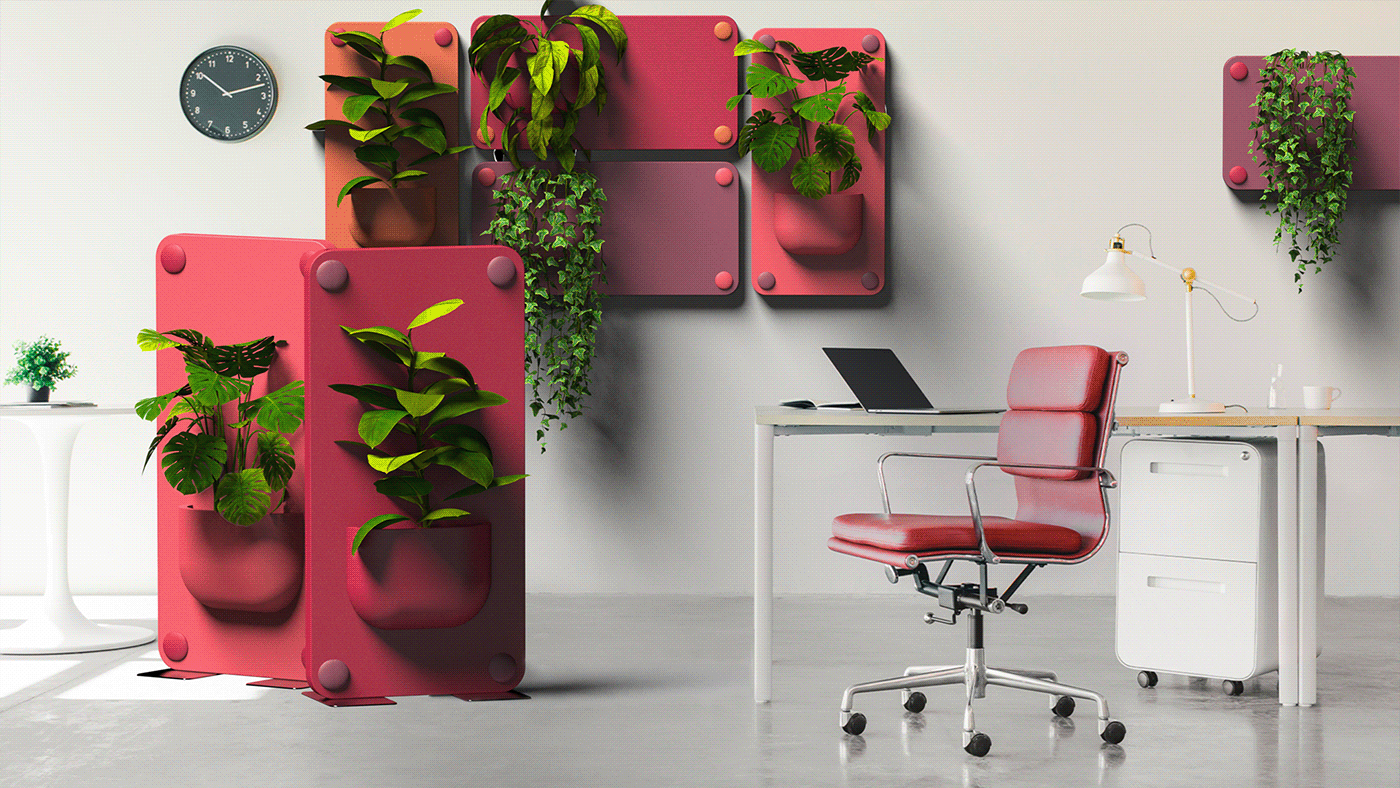 3D printing，Acoustic panel，Biophilic design，Public furniture，public space ，Green planting，Flowerpot，