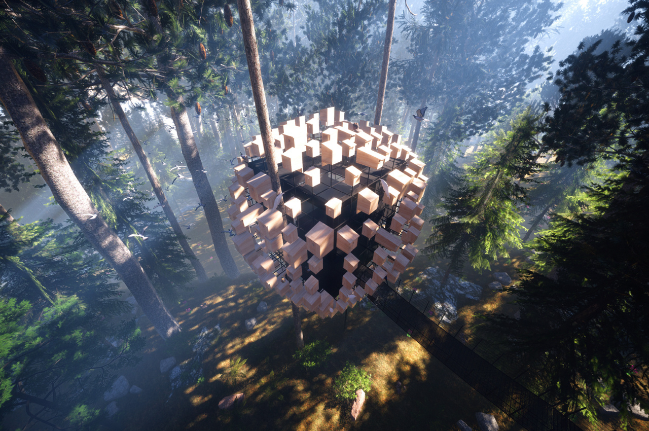 Bird's nest，immersive ，wood，stone，Treehotel，