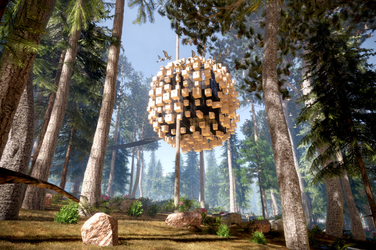 Bird's nest，immersive ，wood，stone，Treehotel，