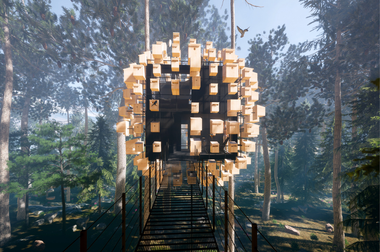 Bird's nest，immersive ，wood，stone，Treehotel，