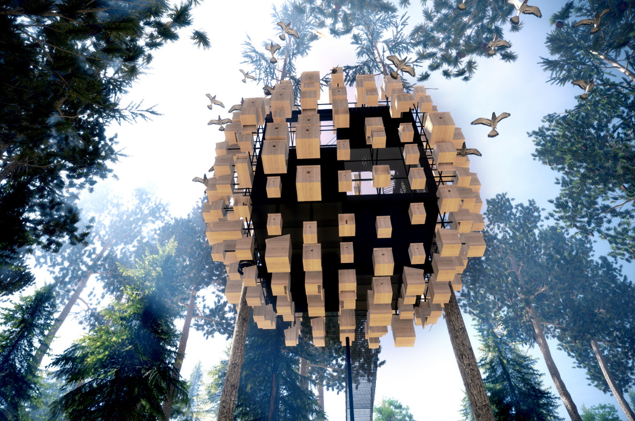 Bird's nest，immersive ，wood，stone，Treehotel，