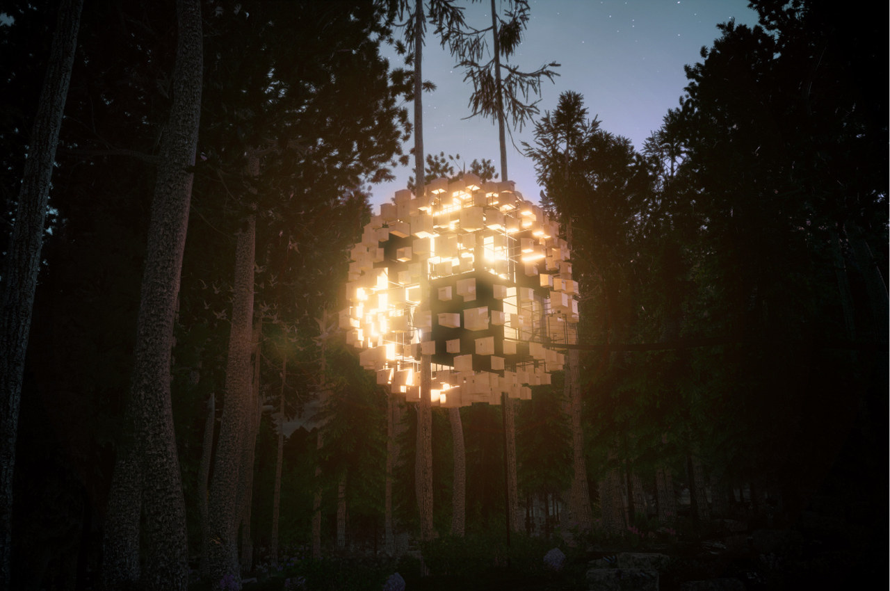 Bird's nest，immersive ，wood，stone，Treehotel，