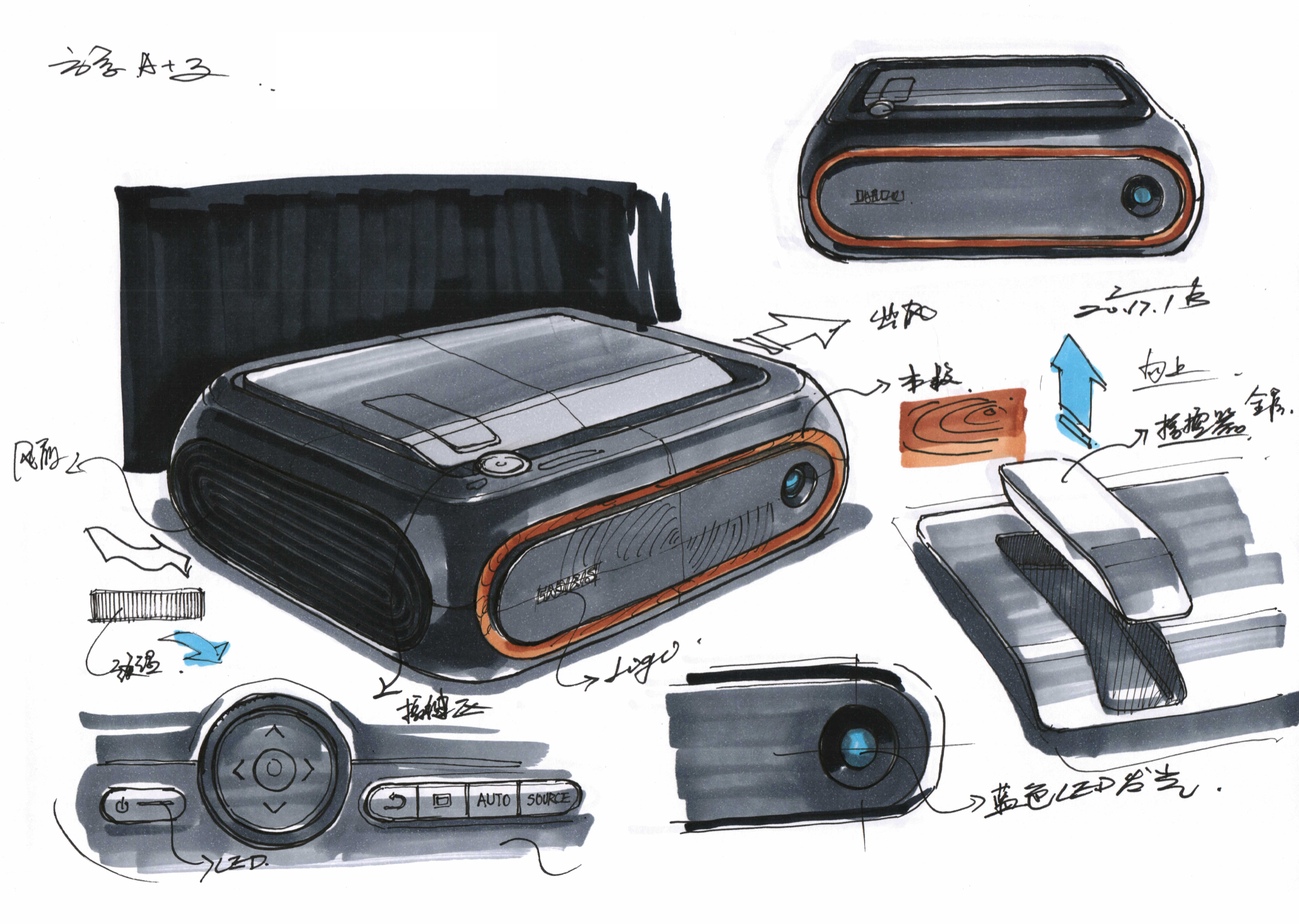 laser，Laser TV，Hand drawn，Smart home，industrial design，
