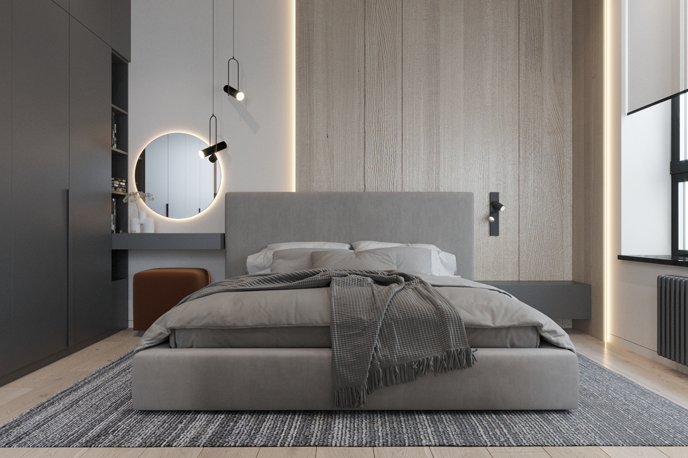 File visualization，Bedroom design，Interior design，Small apartment visualization，