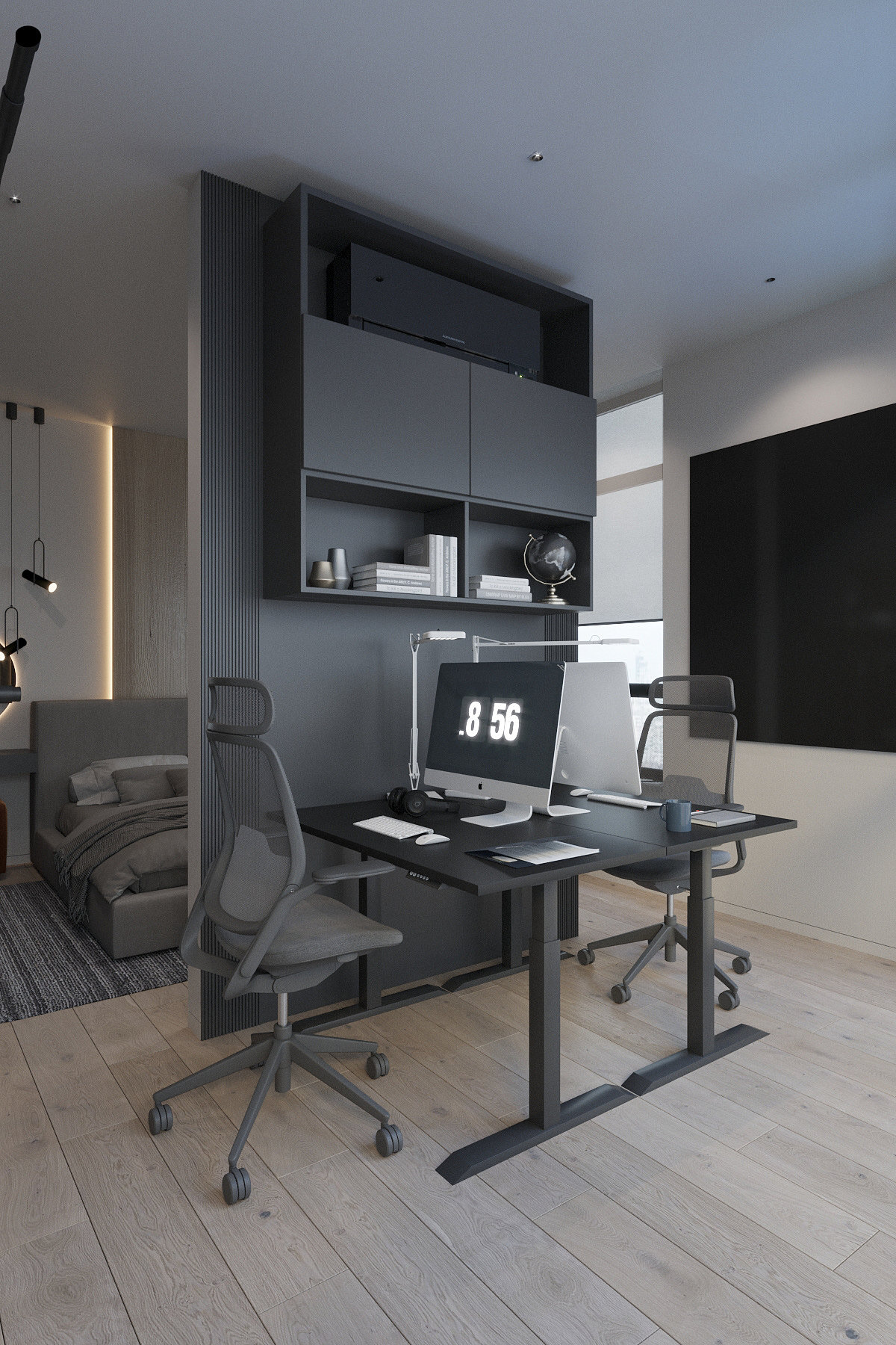 File visualization，Bedroom design，Interior design，Small apartment visualization，