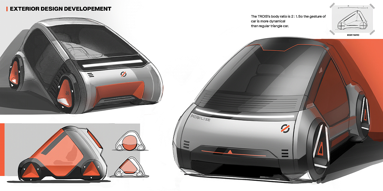 Trois，automobile，conceptual design，vehicle，