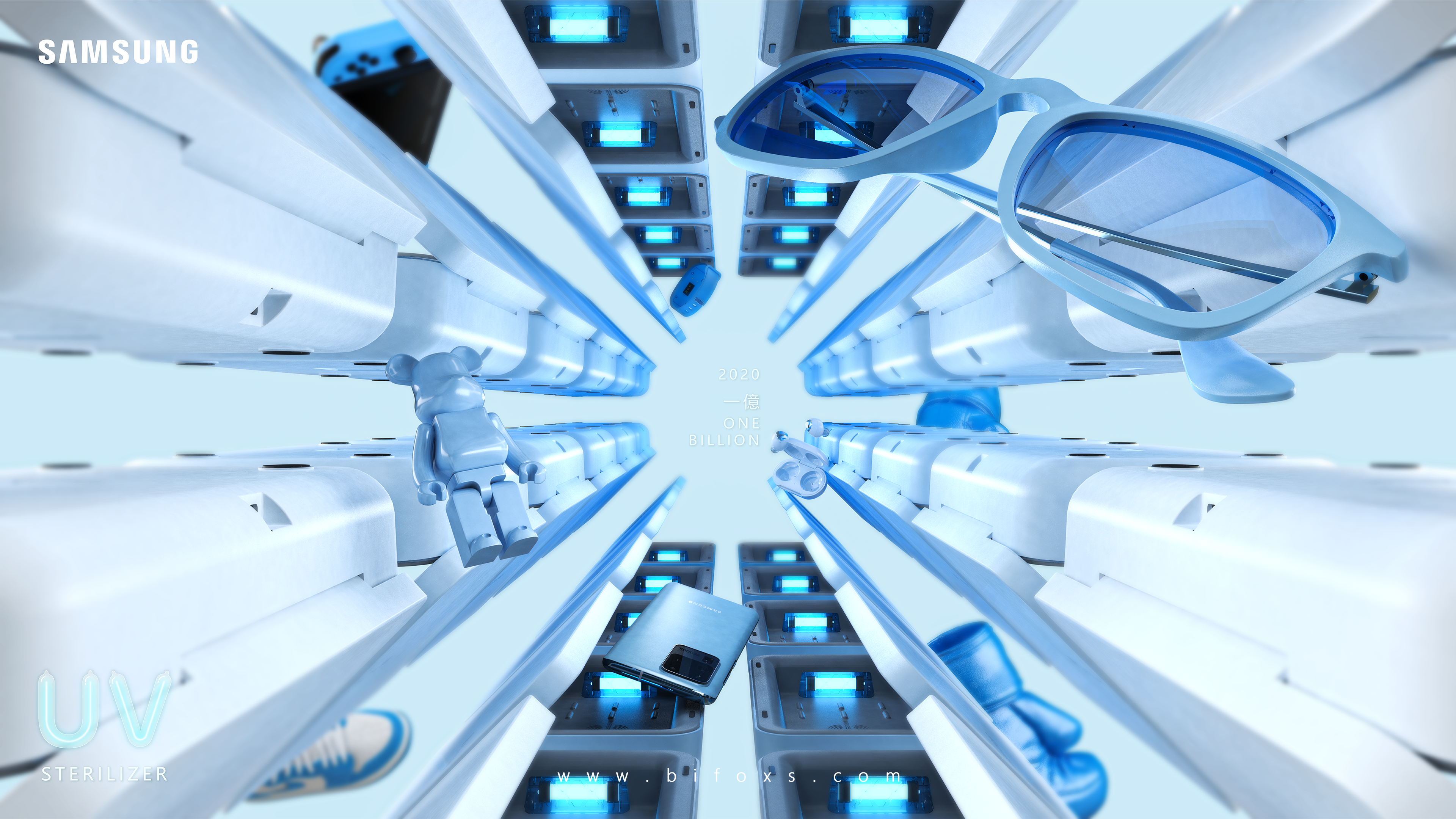 White fox design，industrial design，product design，disinfect，mobile phone，Samsung，ultraviolet rays，sterilization，