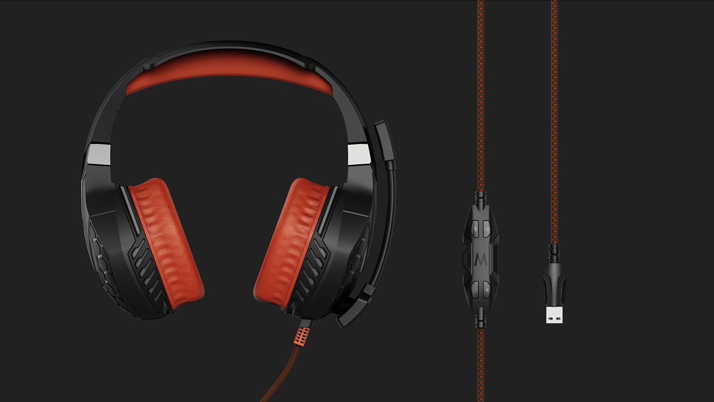 Game headset，Appearance design，product design，industrial design，Yunbo design，