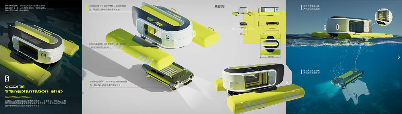 珊瑚白化，海洋生态，工业设计，无人潜水器，产品设计，天津美术学院，