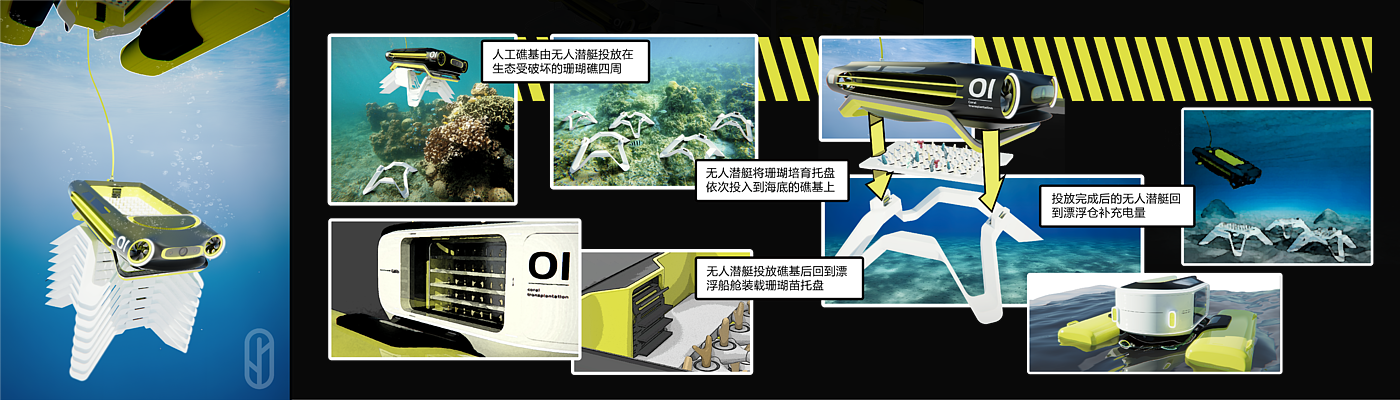 Coral Bleaching ，Marine ecology，industrial design，Unmanned underwater vehicle，product design，Tianjin Academy of Fine Arts，