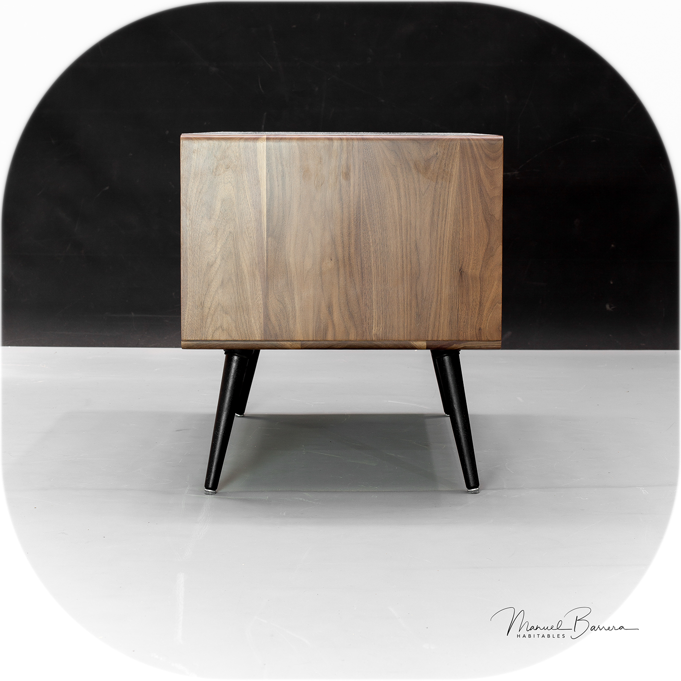 Manuel Barrera，Marble bedside table，Rina walnut，