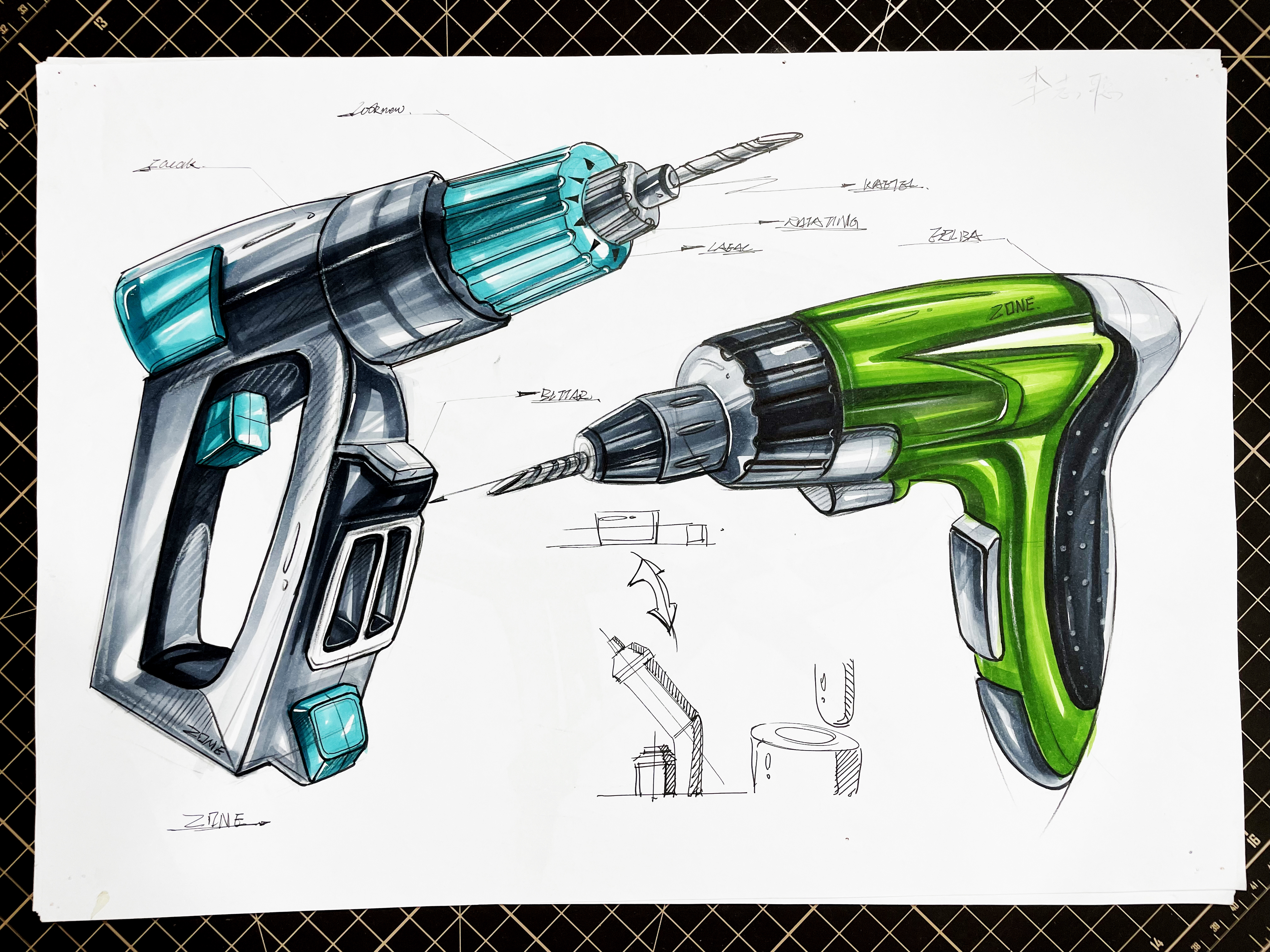 Hand drawn products，Marker hand drawn，product design，industrial design，Postgraduate entrance examination，sample reels，