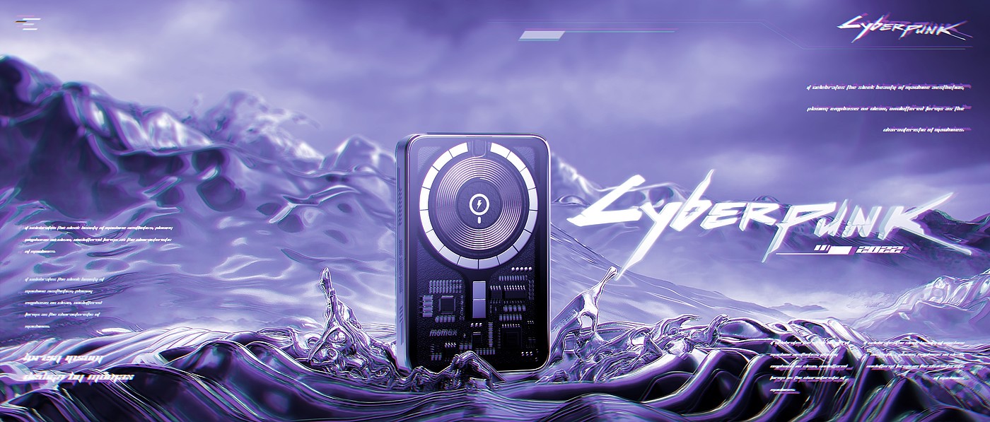 Cyberpunk，portable source，portable battery，transparent，MagSafe，iphone，