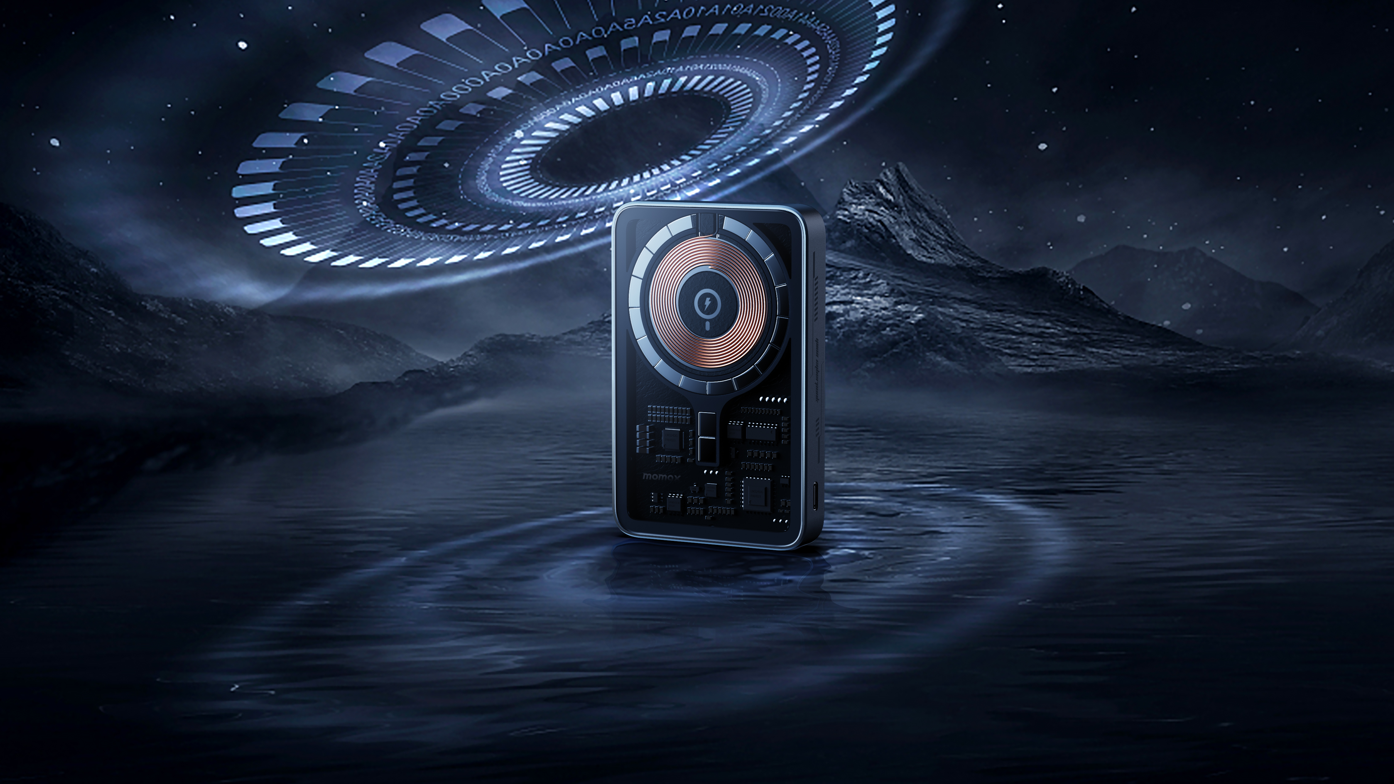 Cyberpunk，portable source，portable battery，transparent，MagSafe，iphone，