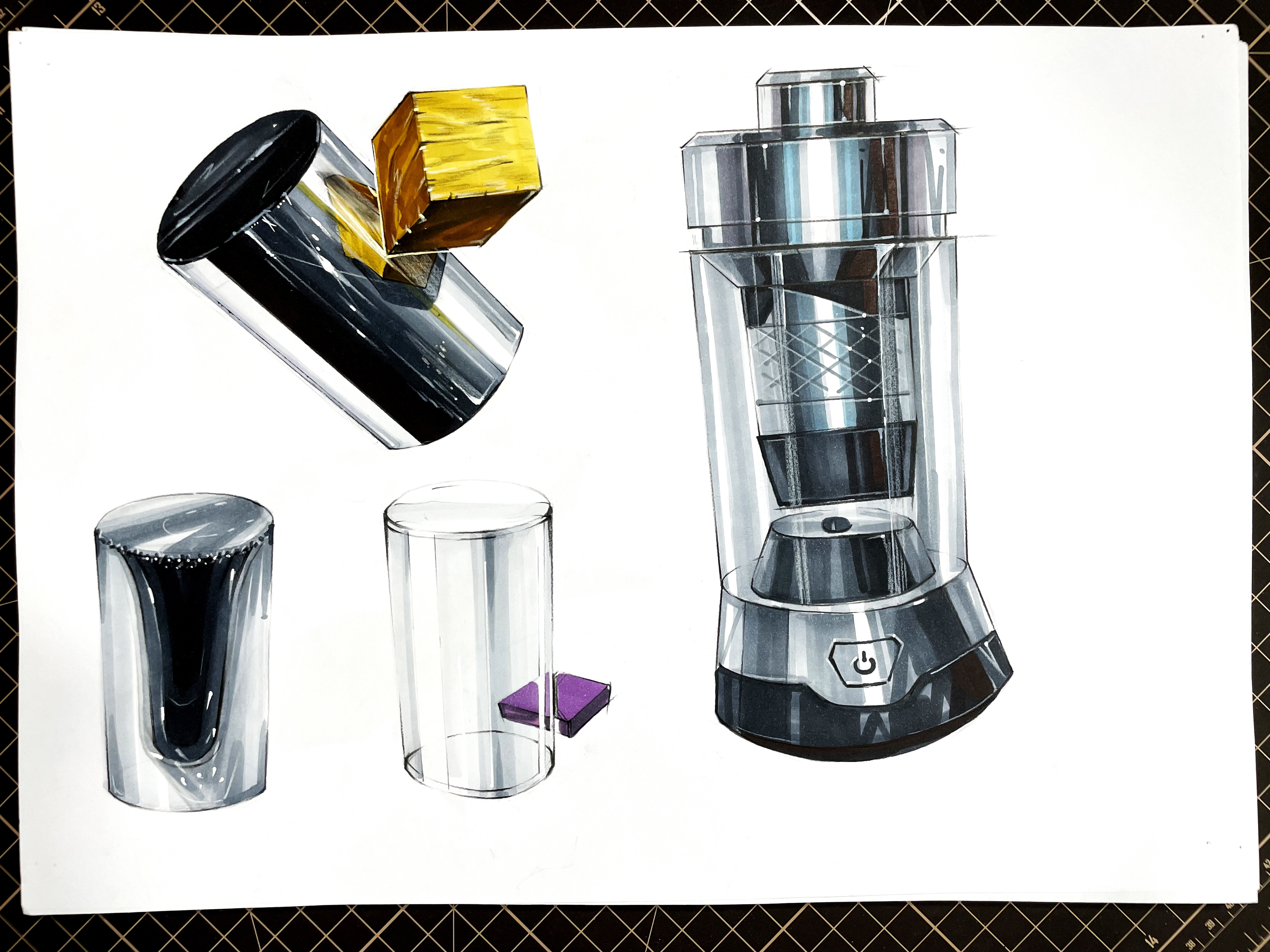 Hand drawn products，Marker hand drawn，product design，industrial design，Postgraduate entrance examination，sample reels，